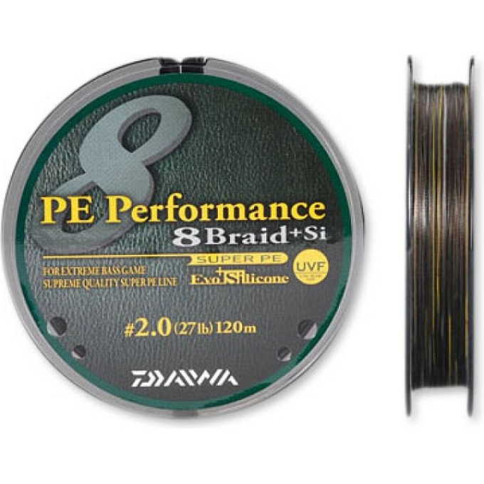 Плетеная леска DAIWA PE Performance 8 Braid + Si / #2,5 (14,9 кг) - 120м (тёмно-коричневая) 4960652801249